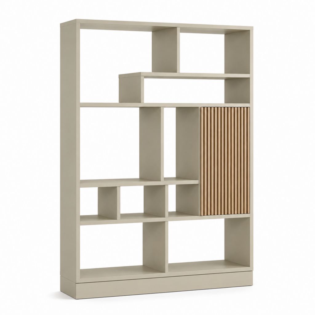 Libreria divisoria a giorno tortora e rovere in pannello truciolare 90 x 30 x 180 cm