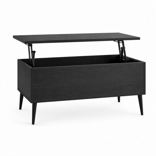 Tavolino da caffè con piano sollevabile nero in pannello MDF 100 x 50 x 45 cm