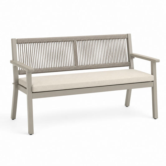 Panca da giardino 2 posti beige in alluminio e corda in polipropilene 124 x 65 x 82 cm