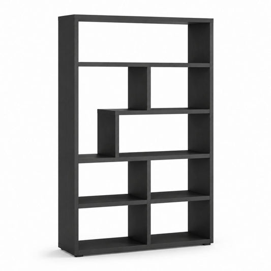 Libreria a 5 ripiani nera in pannello truciolare melaminico rettangolare 100 x 30 x 180 cm