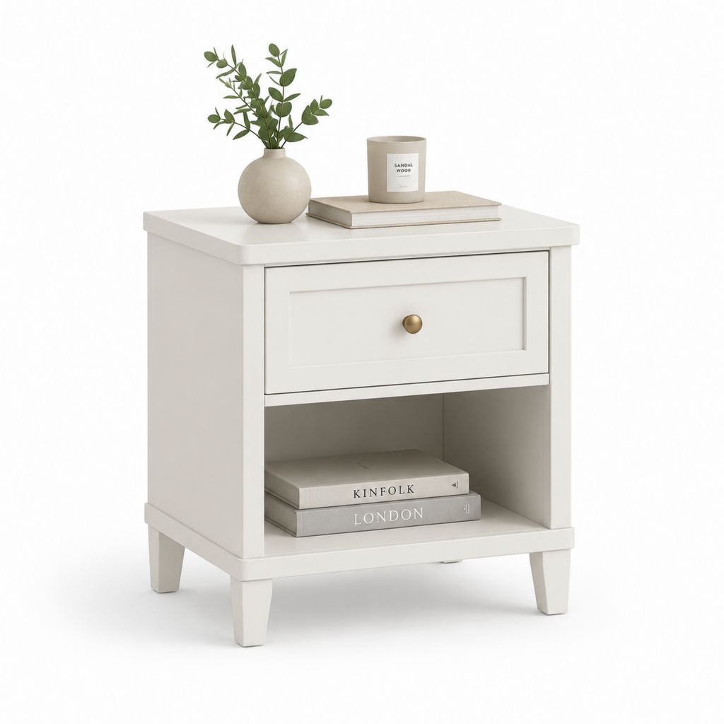 Comodino con cassetto e ripiano bianco in MDF rettangolare 45 x 35 x 60 cm