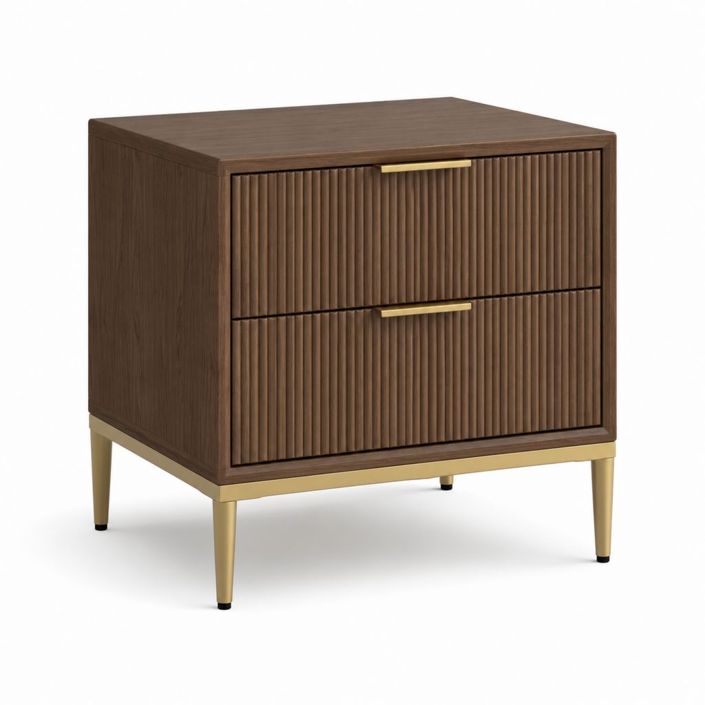 Comodino 2 cassetti marrone noce in MDF rettangolare 50 x 40 x 55 cm