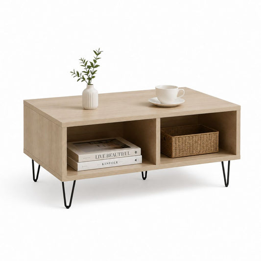 Tavolino da caffè rettangolare rovere chiaro in pannello truciolare melaminico 100 x 50 x 45 cm