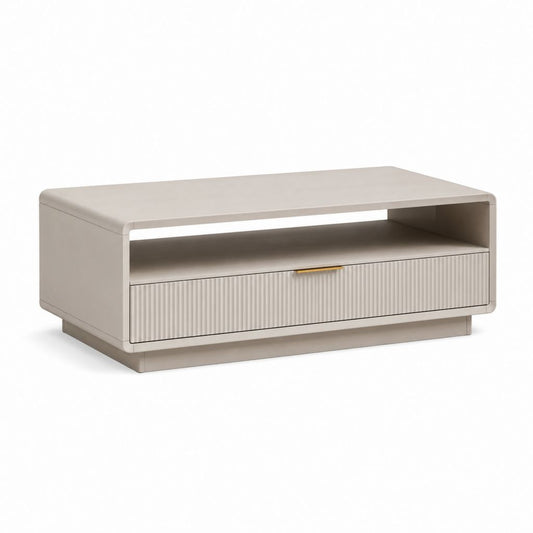Tavolino da caffè con cassetto tortora in MDF rettangolare 100 x 60 x 40 cm