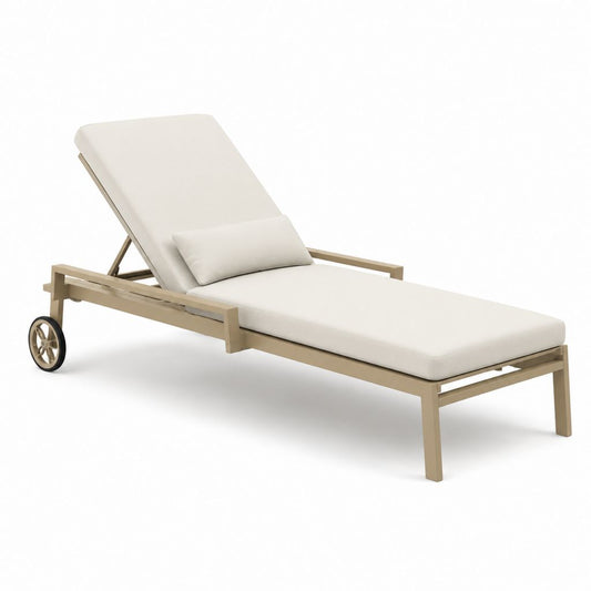 Lettino prendisole da giardino reclinabile beige in alluminio con cuscino 200 x 70 x 35 cm